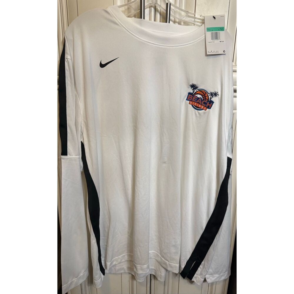 Nike Mens Dri-Fit Long Sleeve Beach Vikings T-Shirt White Black Size XL Tall NWT